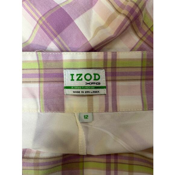 IZOD XFG Golf Skort Mauve Green & White Plaid Womens Size 12 - Picture 4 of 9